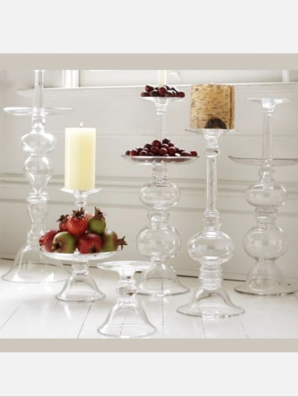 🌟🌟 POTTERY BARN Addison Glass Pillar Candle Holder Large Tray 🌟🌟